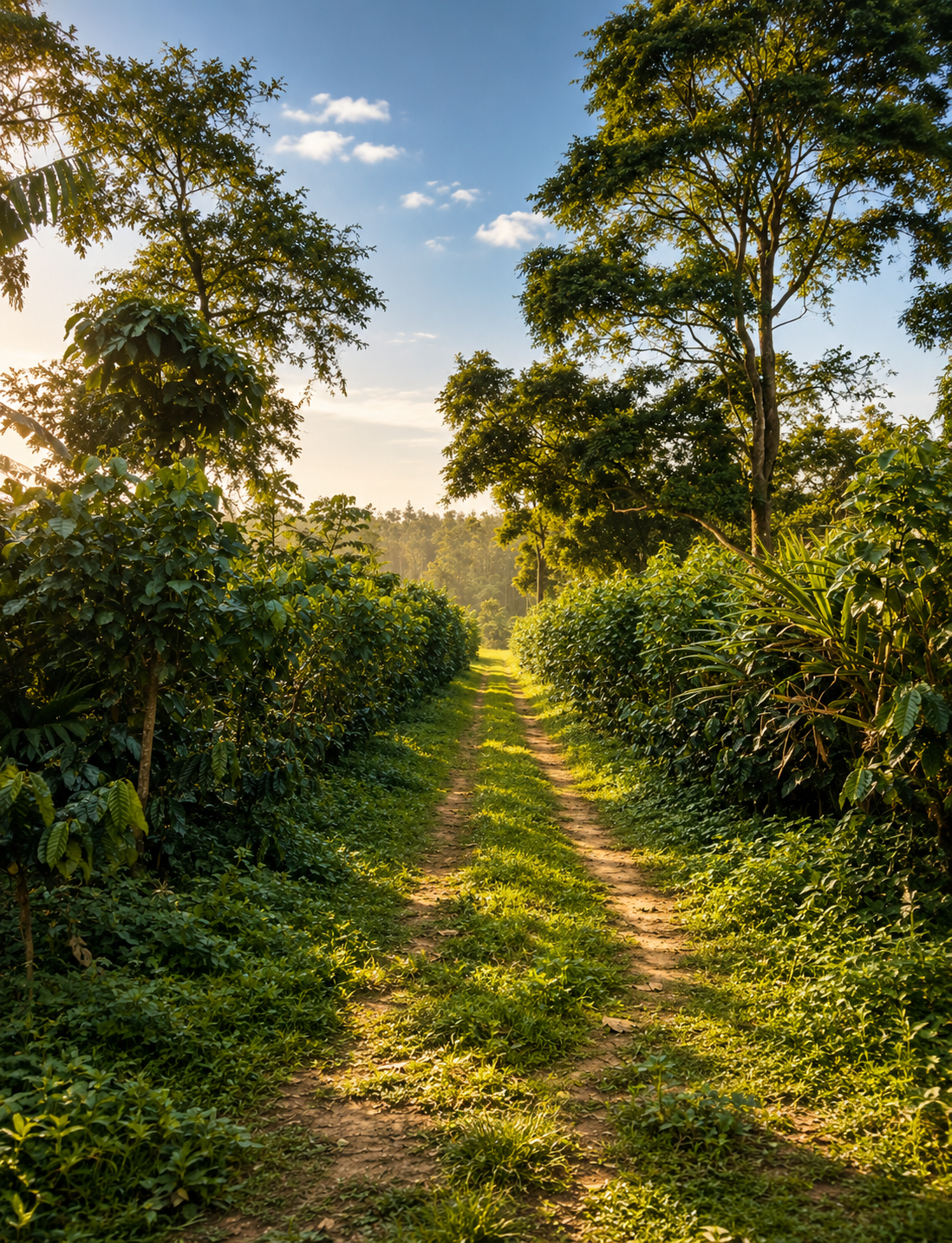 Coffee plantation path at Havala Plantation Stay